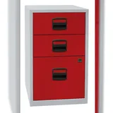 Bisley Home Beistellschrank mit Schloss aus Stahlblech, 2 Universal-Schubladen + 1 Hängeregistratur-Schublade einbahnig abschließbar - für