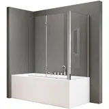 SoGood doporro 75x120x140cm Design-Duschwand für Badewanne Badewannenaufsatz Duschabtrennung 6mm ESG-Sicherheitsglas inkl. NANO-Beschichtung