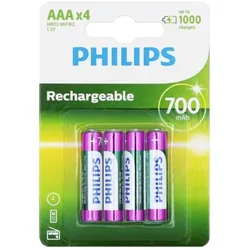 Philips AAA Akku 700 mAh, 4er Pack mit Energizer Industrial AAA Micro