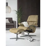 Stressless Stressless® »Reno«, (Set, Relaxsessel mit Hocker), mit Hocker, mit Cross Base, Größe S, M & L, Holzakzent Eiche