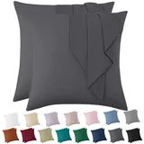 Vielit Kissenbezug 80x80 Anthrazit Weich Kopfkissenbezug 80x80 2er Set Mikrofaser Kissenbezüge 80x80 Pillowcase Deko Kissenhülle Für Kissen 80x80 Öko-Zertifikat Resistent Hypoallergen