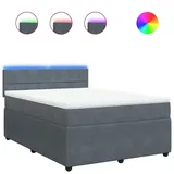 vidaXL Boxspringbett mit Matratze Dunkelgrau 140x200 cm Samt