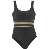 LASCANA Badeanzug Damen schwarz-goldfarben, Gr.46 Cup D,