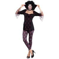 Karneval-Klamotten Vampir-Kostüm Damen gruseliges Halloweenkostüm, Dracula Vampirin Frauenkostüm grau|schwarz 36-38