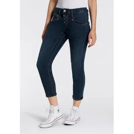 Herrlicher "Shyra Cropped Denim Stretch", Damen, Gr. 29, N-Gr, blau (orion), Denim/Jeans, Obermaterial: 97% Baumwolle, 3% Elasthan, Jeans, mit halb verdeckter Knopfleiste