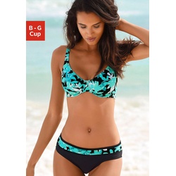 Bügel-Bikini PETITE FLEUR Gr. 36, Cup D, grün (türkis, bedruckt) Damen Bikini-Sets Ocean Blue
