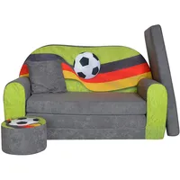 FORTISLINE - Kindersofa ausklappbar 100x60x50 cm - Kindersofa für Kinder 2in1 - Kindercouch ausklappbar - 2-Sitzer - Schlafcouch aus Schaumstoff + Hocker + Kissen - Viele Motive