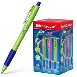 Erich Krause Kugelschreiber, Kugelschreiber JOY Neon einziehbar 0.7 Gummi Grip 50er Pack Tinte Blau blau
