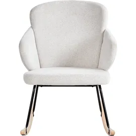 Beliani Schaukelsessel VIKEN Polyester 66 x 87 x 74 cm Cremeweiß/Braun