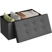 Woltu Sitzhocker mit Stauraum Leinen 76 x 38 x 38 cm Grau
