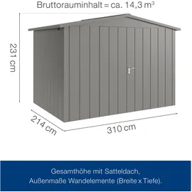 hörmann stauraumsysteme Juno Gerätehaus 3,10 x 2,14 m Grau