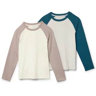 Tchibo - 2 Kinder-Langarmshirts - Gr. 146/152 - mittelbraun