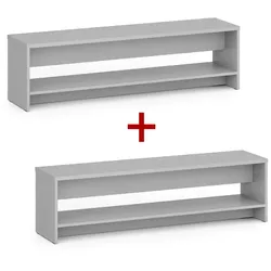 Umkleidebank mit schuhablage 1+1 GRATIS, verstärkt, 1500 mm breit, grau
