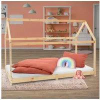 ML-Design Kinderbett mit Dach und Lattenrost 90x200 cm Natur aus Kiefernholz ML-Design