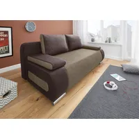 Schlafsofa COLLECTION AB "Moritz" Sofas Gr. B/H/T: 200cm x 85cm x 98cm, Microfaser PRIMABELLE-Struktur, braun (braun/cappuccino) mit Bettfunktion und Bettkasten, komfortabler Federkern