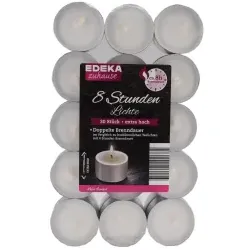 8 Stunden Teelichter, weiß 1 Packung = 30 Stück