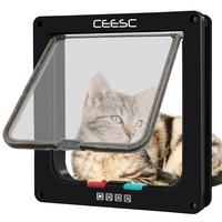 CEESC Katzenklappe Magnetische Haustiertür mit 4-Wege-Schloss für Katzen, Kätzchen und Kätzchen, 3 Größen und 2 Farboptionen (Innengröße: 17,98cm(B) x 19cm(H), Schwarz)