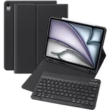 Bettdow Tastatur Hülle für iPad Air 6.Gen M2 2024 11"/ iPad Air 5.Gen 2022/Air 4.Gen 2020, Deutsch QWERTZ Layout Magnetisch Abnehmbarer Tastatur mit Hülle für iPad Air 10,9"/ iPad Air 6 11", Schwarz