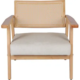 Home Affaire Loungesessel »VILLAINE« Einzelsessel, Rattan-Sessel mit Wiener Geflecht, Cord, Webstoff beige
