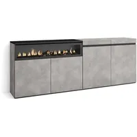 SKRAUT HOME Sideboard, Grau, Holzwerkstoff, Rechteckig, 35x75x200 cm, Wohnzimmer, Kommoden -