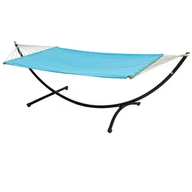 AMANKA Doppel Hängematte mit Gestell 200x120 cm Garten Hängeliege Outdoor Metall blau
