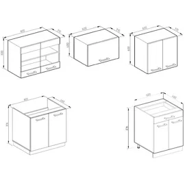 Vicco Küchenzeile R-Line 200 cm Beton/Weiß