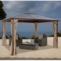 Konifera Pavillon »Holzoptik«, (Set), BxT: 300x365 cm, Aluminiumgestell, braun
