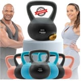 Miweba Sports Soft-Kettlebell KB100, 4-10 kg, PVC-Kugelhantel, Eisengranulat, rosa/türkis/grau (Grau, 6,0 kg)