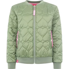Zwillingsherz Bomberjacke "Be Happy", Damen, Gr. L, grün (tannengrün), Steppware, Obermaterial: 100% Polyester, regular fit kurz, angesetztes Bündchen, Jacken Bomberjacke, modisch, Kontrastdetails, regular fit, langärmelig, mit Herzsticker