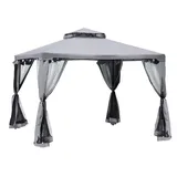 Gartenpavillon Pavillon 3x3m Partyzelt Mit 4 Seitenwänden Wetterfest Aus Metall Und Polyester In Hellgrau Für Garten Und Veranstaltungen
