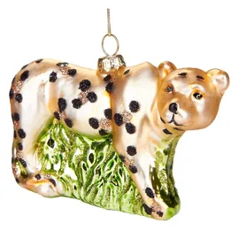 Brubaker Leopard - Handbemalte Weihnachtskugel aus Glas - Mundgeblasener Christbaumschmuck Figuren lustig Deko Anhänger Baumkugel - 11.5 cm