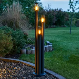 GLOBO Led Außenlampe Standleuchte Wegeleuchten Außen Edelstahl Gartenleuchte Groß für draußen, anthrazit rauch, 3x 7w 3x 630lm warmweiß, Dxh 28x170 cm