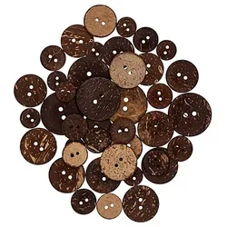 buttinette Kokosnuss-Knöpfe, Größe: 14–30 mm Ø, Inhalt: 50 Stück