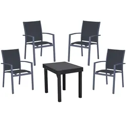 Tischgruppe ELENA 5-tlg., Aluminium, anthrazit pulverbeschichtet