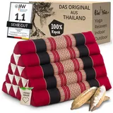livasia Keilkissen Dreieckskissen hoch (Classic) - 38x55x35cm, Kapok, vegan, handgefertigt rot|schwarz