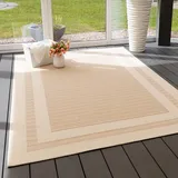 Steffensmeier In- und Outdoor Teppich Bergen Küche Balkon Garten Flur, wasserfest, Kunststoff, Bordüre Beige, Größe: 120x170 cm