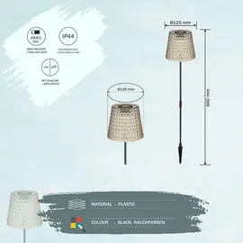 bmf-versand Solarleuchte 2er Set Garten Erdspieß Solarlampe LED Außenleuchte Solar Grau LED - Grau/Schwarz