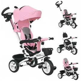 Homcom 6 in 1 Dreirad mit Schubstange mit Sicherheitsgurt