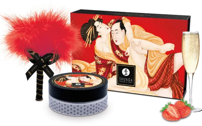 SHUNGA - ERDBEER-ESSBARE MASSAGEPULVER-SET
