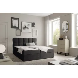 yourhouse24 Boxspringbett s, Doppelbett mit Bonell-Matratze + Topper (Farbe: Coral 60, Größe: 160x200 cm) - Schwarz