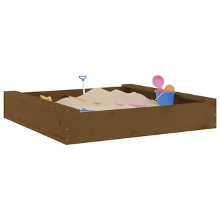 vidaXL Sandkasten mit Sitzen Honigbraun Quadratisch Massivholz Kiefer