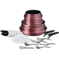 Tefal L22890AZ Batterie Cuisine p Ingenio Essential Set mit 20 Teilen, imprägniert, Rot, für alle Herdarten außer Induktion, Aluminium