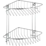 WENKO Eckregal Mod. Classic ideal für Bad und Gäste-WC mit 2 Ablagen inklusive Wandmontage Schrauben Maße 26,5 x 26,5 x 19,5 cm Farbe Chrom