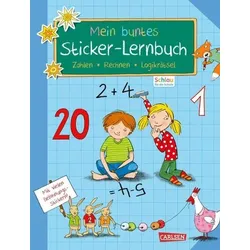 CARLSEN 9783551180384 Schlau für die Schule: Mein buntes Sticker-Lernbuch: Zahlen, Rechnen, Logikrätsel