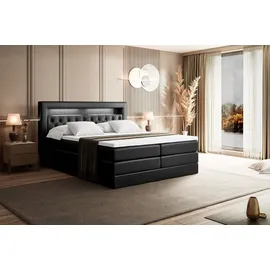 altdecor Boxspringbett NOEL GOLD KING - 160x200 - H3/H4 - Schwarz