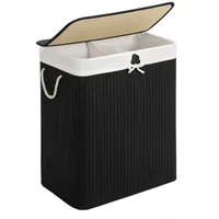 Songmics Wäschekorb mit 2 Fächern, aus Bambus, - L51,5 cm