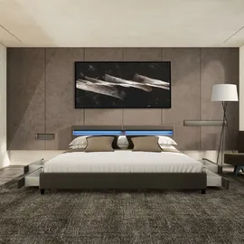 Home Deluxe LED Bett NUBE mit Schubladen 200x200cm - versch. Ausführungen - ohne Matratze - Dunkelgrau,