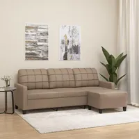 SECOLI Sofa 3 sitzer 3 sitzer Sofa 3er Couch mit Zierkissen Lounge Couch Sofa Couch für Wohnzimmer/Schlafzimmer/Büro/Wohnung-3-Sitzer:180cm-Braun-Kunstleder
