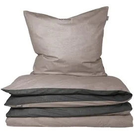 SCHIESSER Doubleface Feinbieber taupe/schwarz 155 x 220 cm + 80 x 80 cm