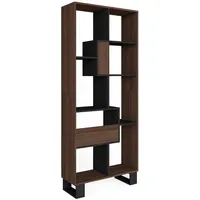 SKRAUT HOME Bücherregal 67 x 31 x 174 cm Dunkle Eiche/Schwarz